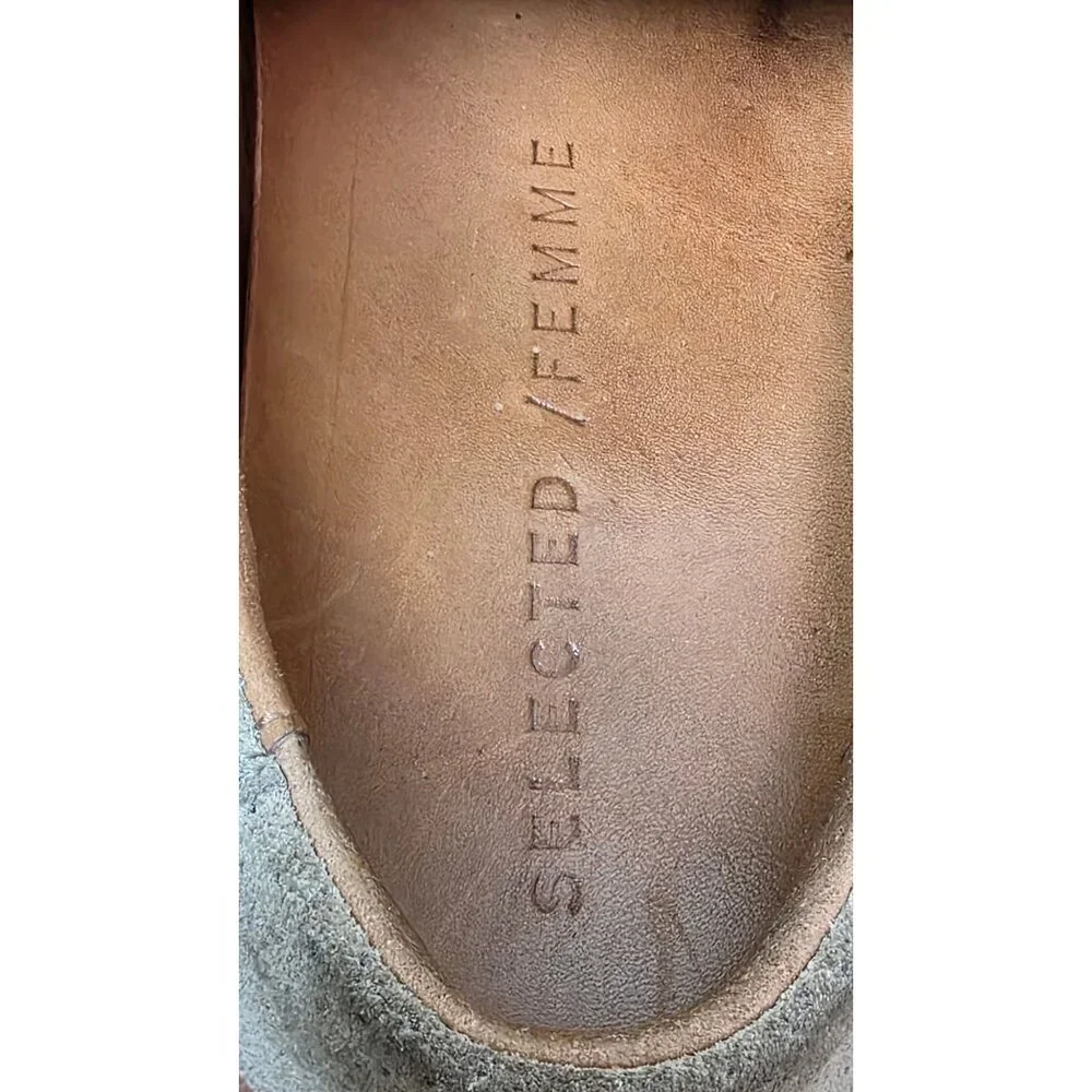 Selected/Femme Women's Suede Lace-Up Sneakers Beige Size 8‎